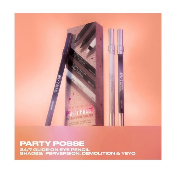 NWT Urban Decay Party Posse 24/7 Glide On Eye Pencil Trio 1.2g each - Picture 2 of 3